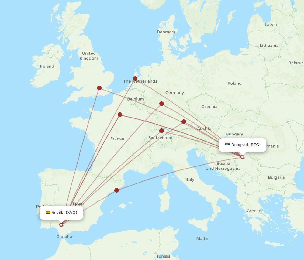 BEG-SVQ flight routes