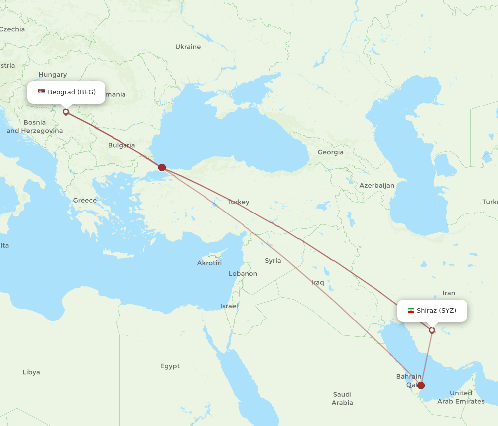 BEG-SYZ flight routes