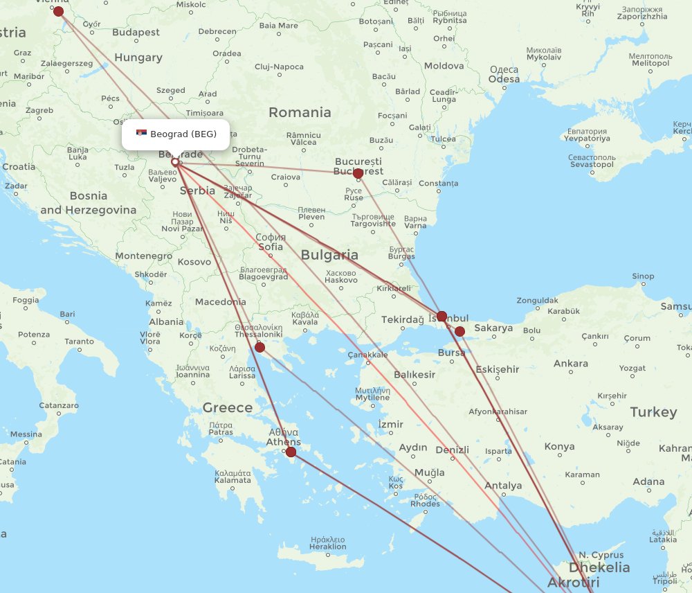 BEG to TLV flights and routes map