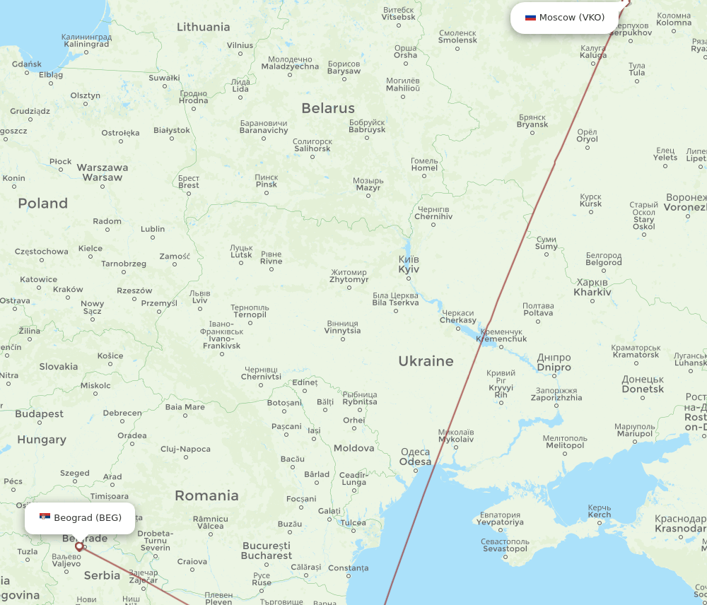 BEG-VKO flight routes