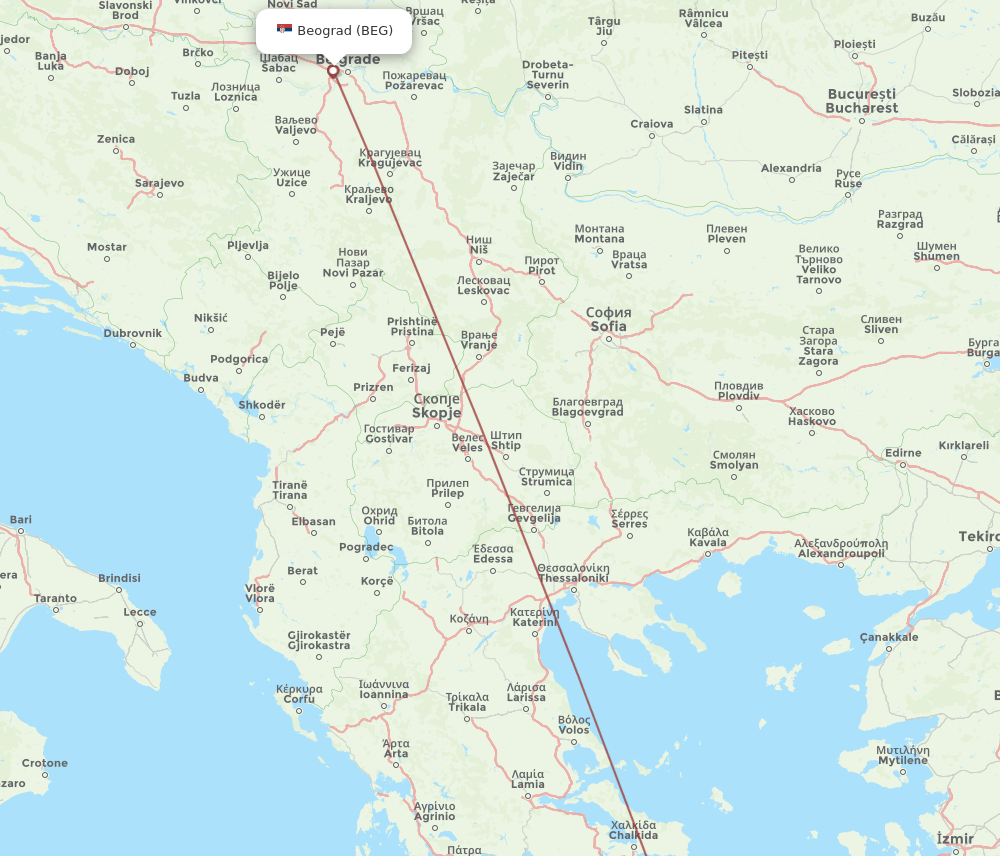 BEG-ZTH flight routes