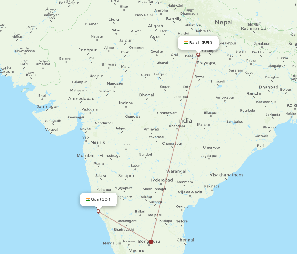 BEK-GOI flight routes