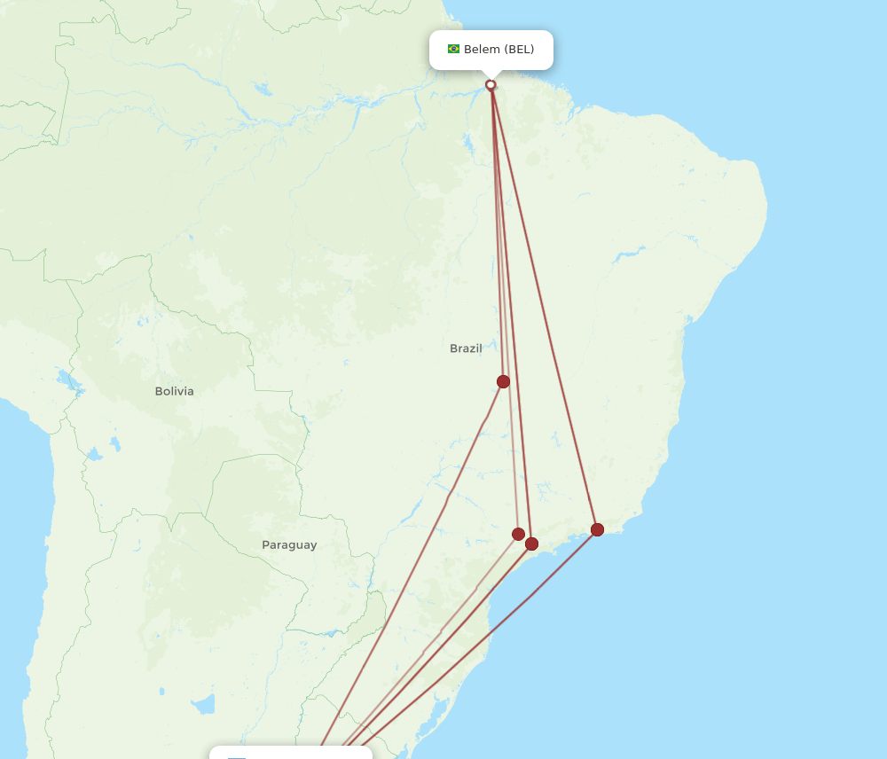 BEL-AEP flight routes