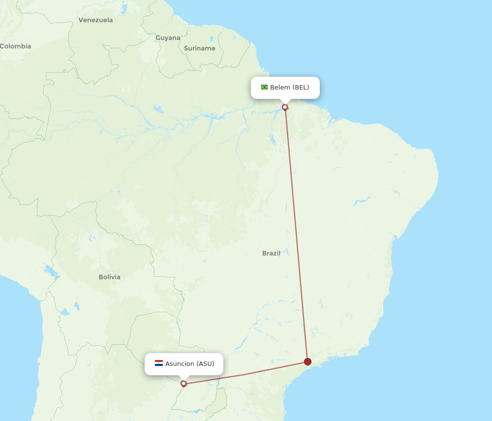 BEL-ASU flight routes