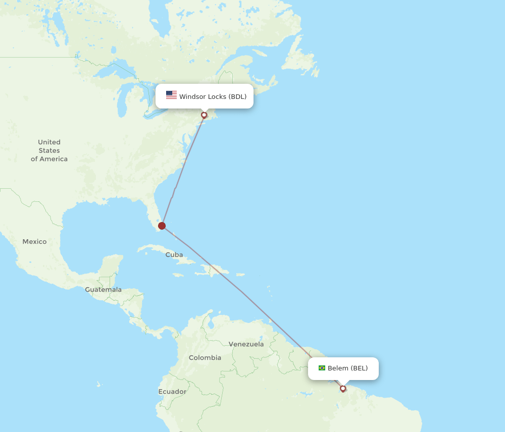 BEL to BDL flights and routes map