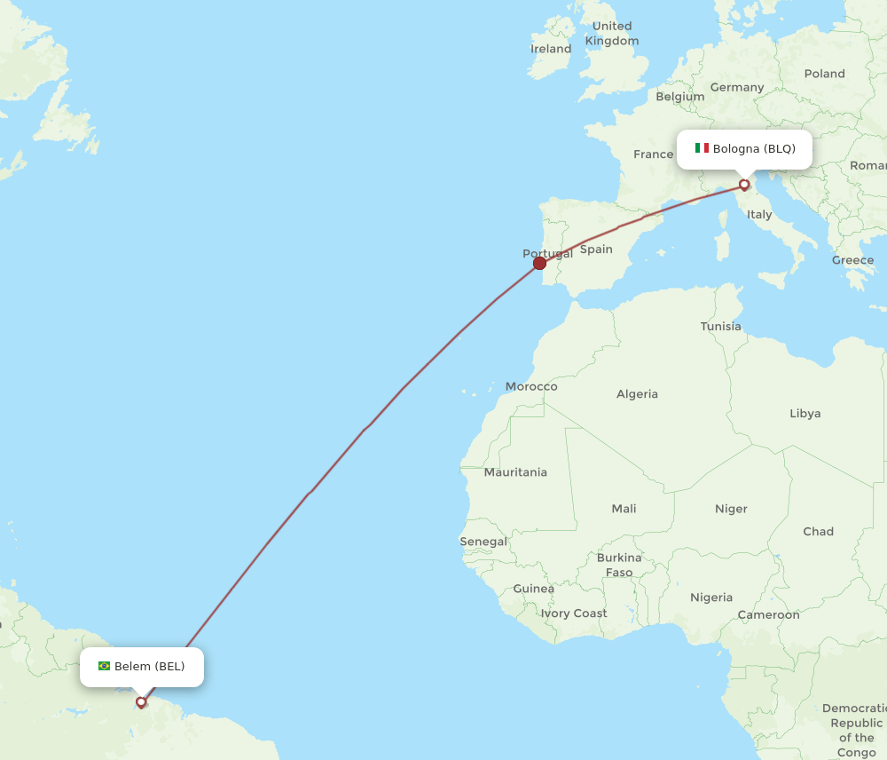 BEL-BLQ flight routes