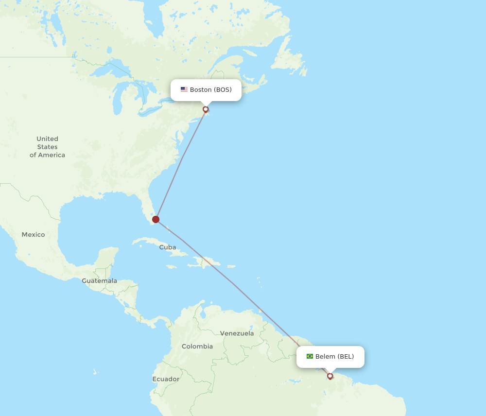BEL-BOS flight routes