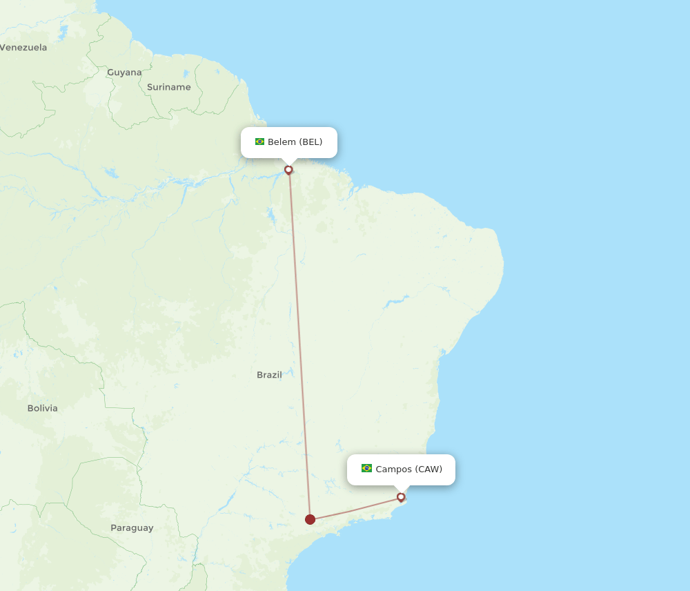 Belem - Campos route map and flight paths