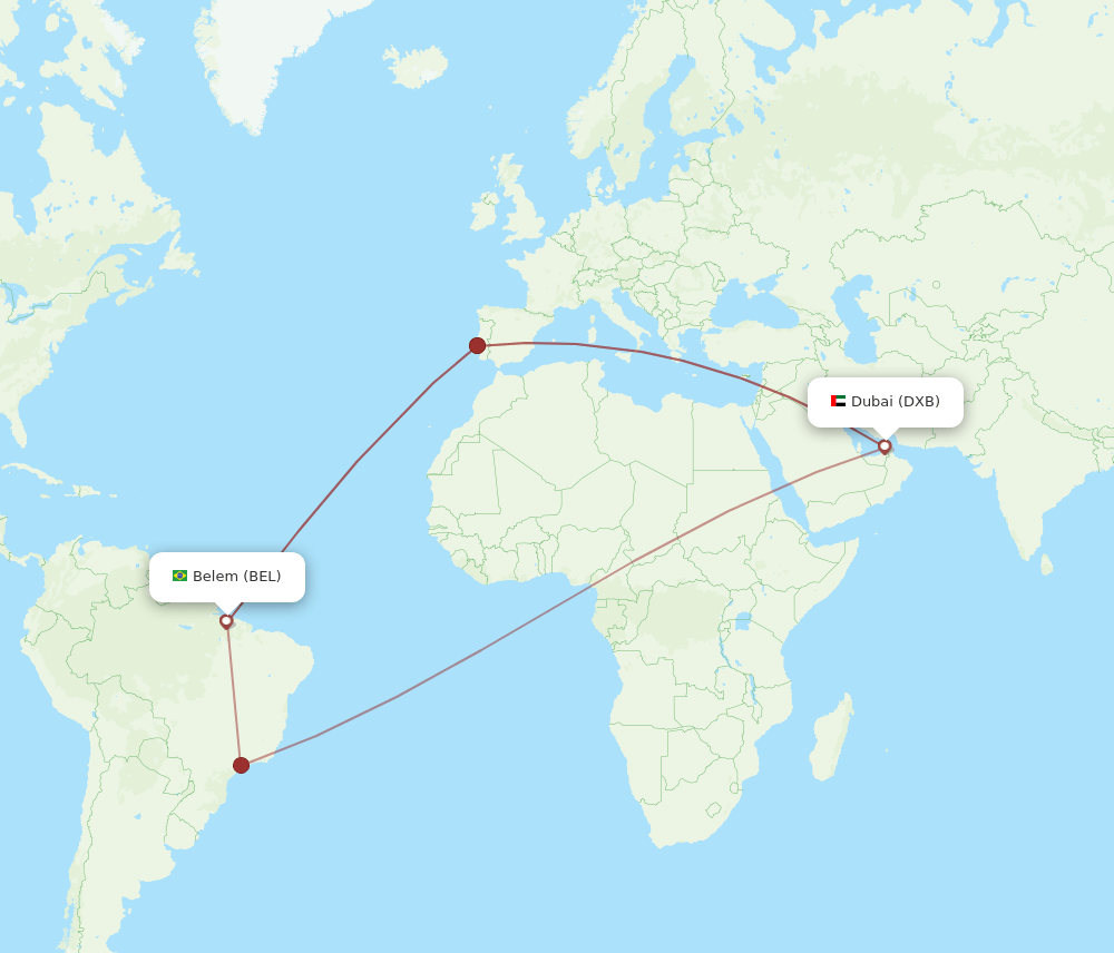 BEL-DXB flight routes