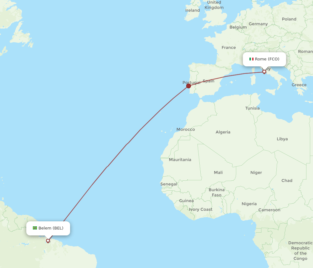 BEL-FCO flight routes