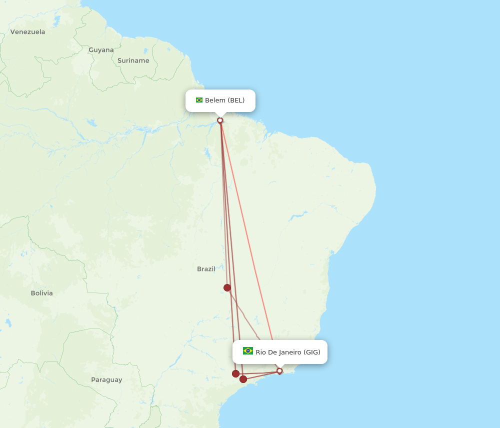BEL to GIG flights and routes map