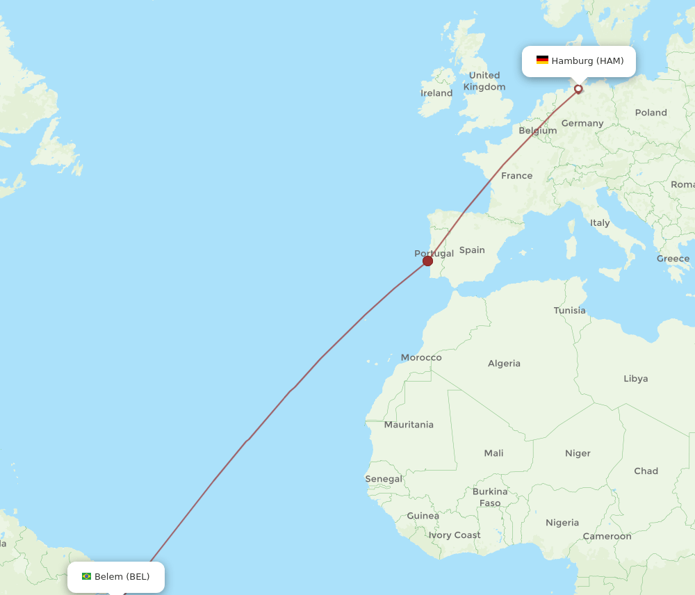 BEL-HAM flight routes