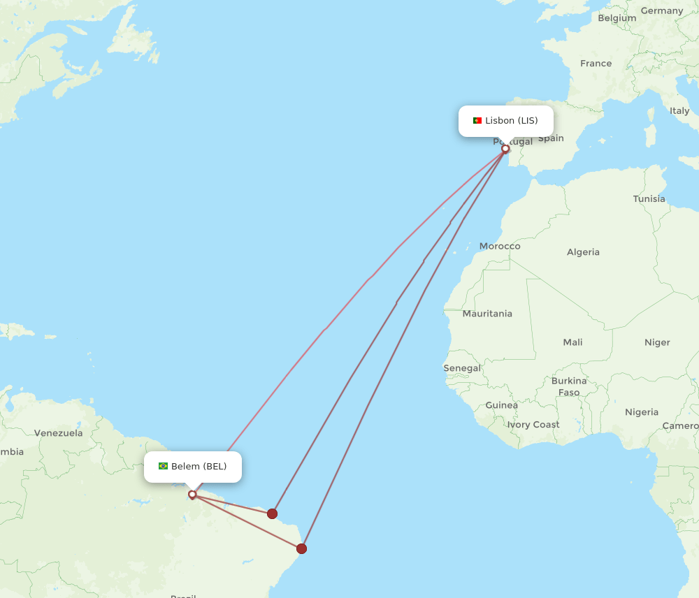 BEL-LIS flight routes