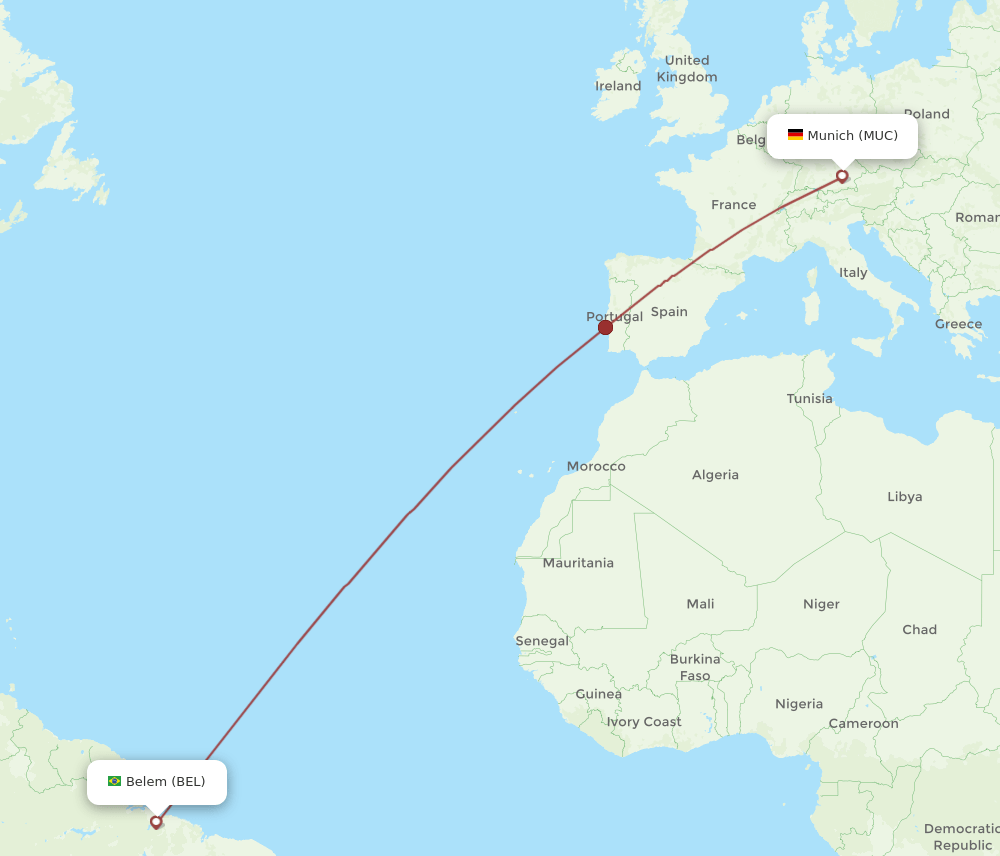 BEL-MUC flight routes