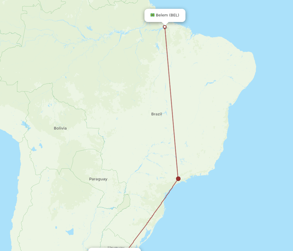 BEL-MVD flight routes