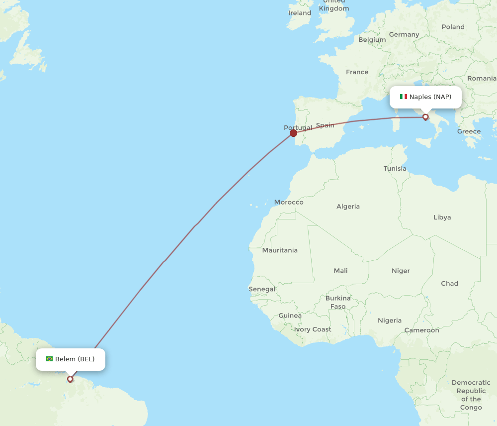 BEL-NAP flight routes