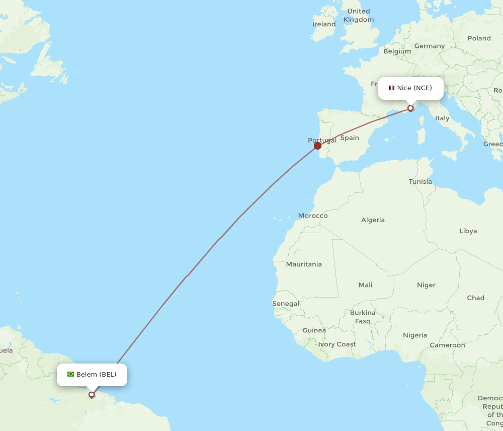 BEL-NCE flight routes