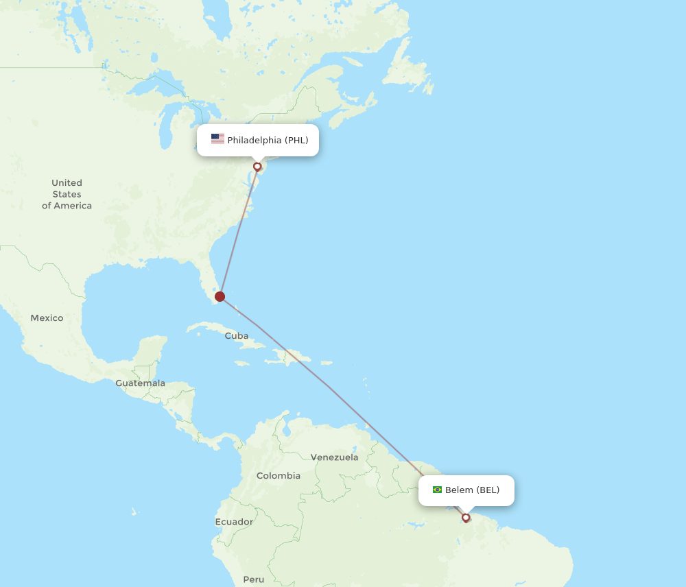 BEL-PHL flight routes