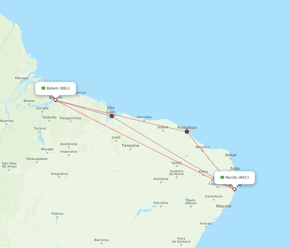 BEL-REC flight routes