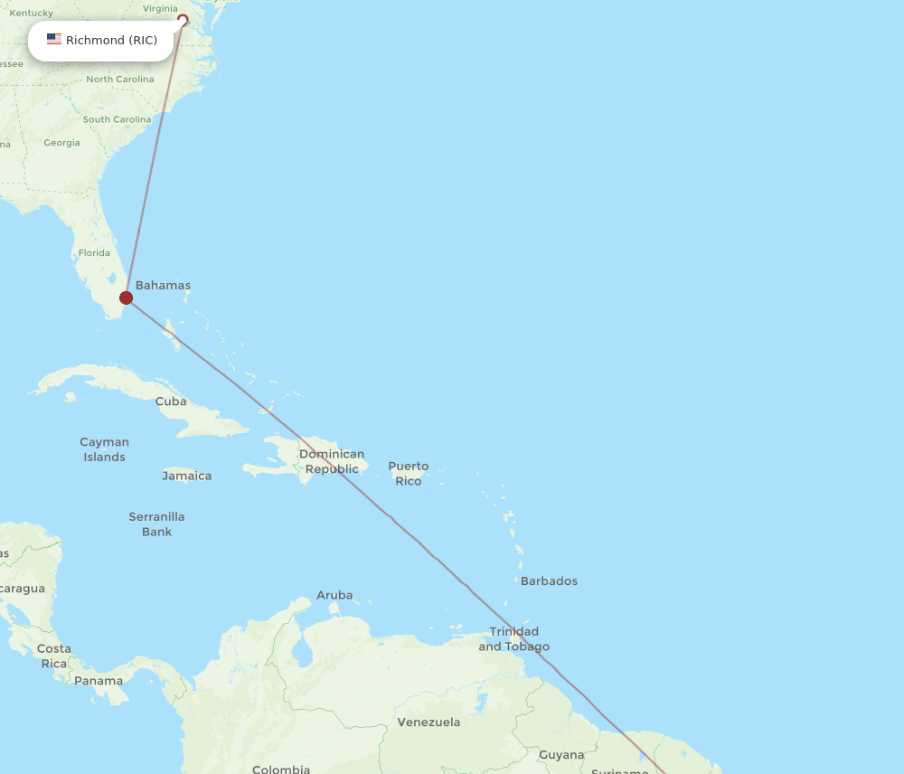 RIC to BEL flights and routes map