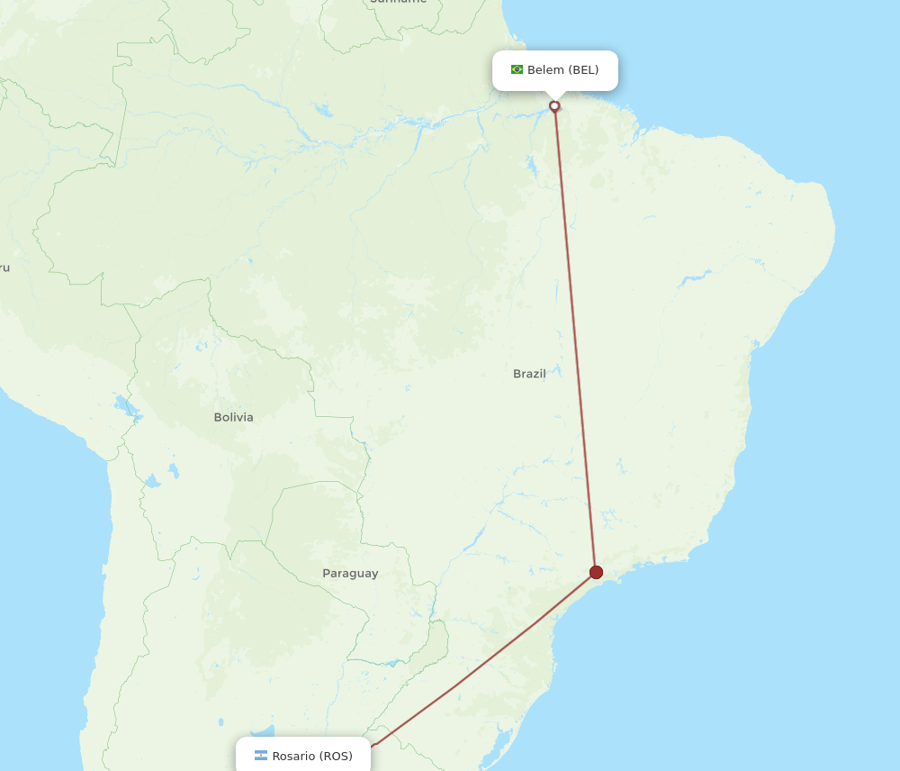 ROS to BEL flights and routes map