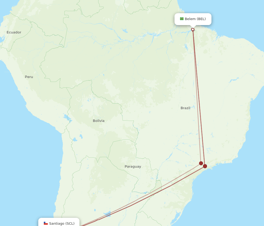 BEL-SCL flight routes