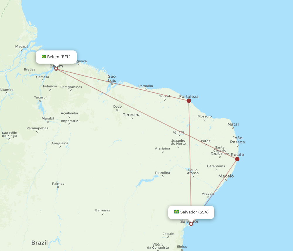 BEL-SSA flight routes
