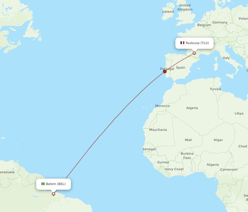 BEL to TLS flights and routes map