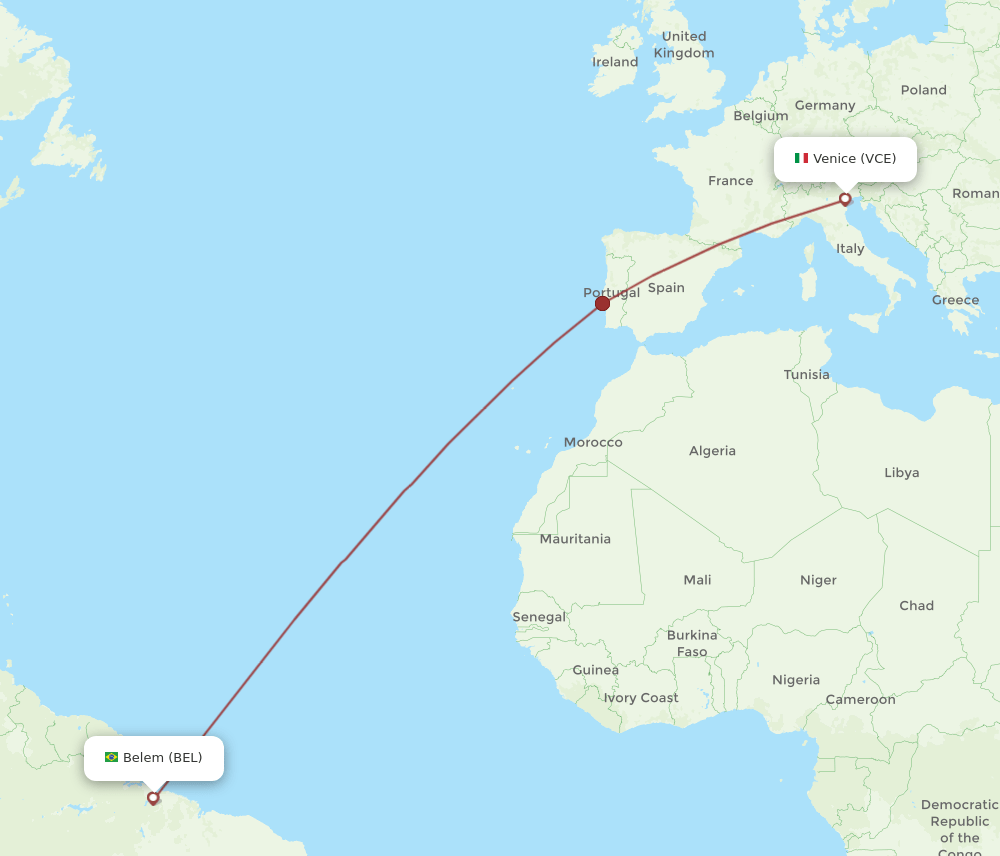 BEL-VCE flight routes