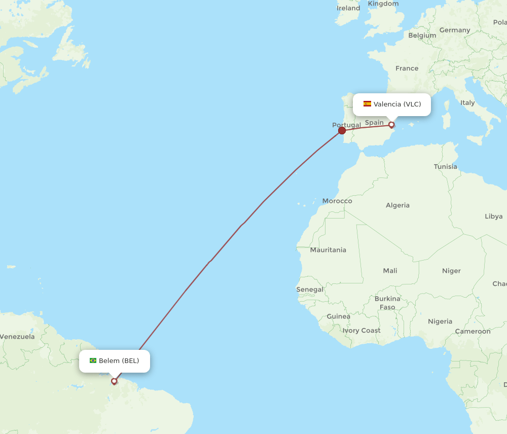BEL-VLC flight routes