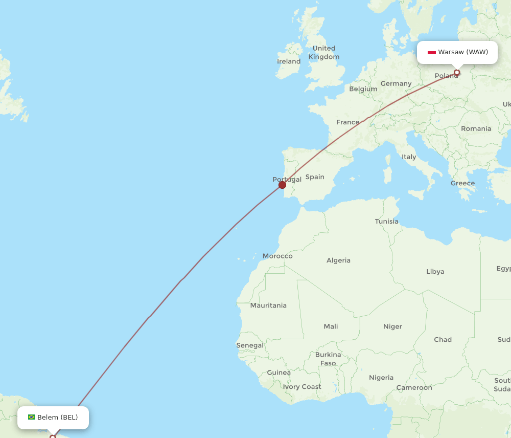 WAW to BEL flights and routes map