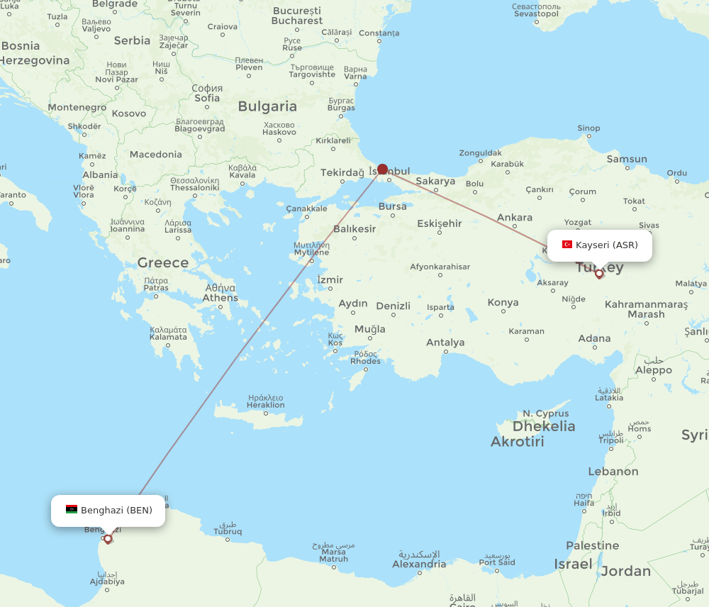 BEN-ASR flight routes