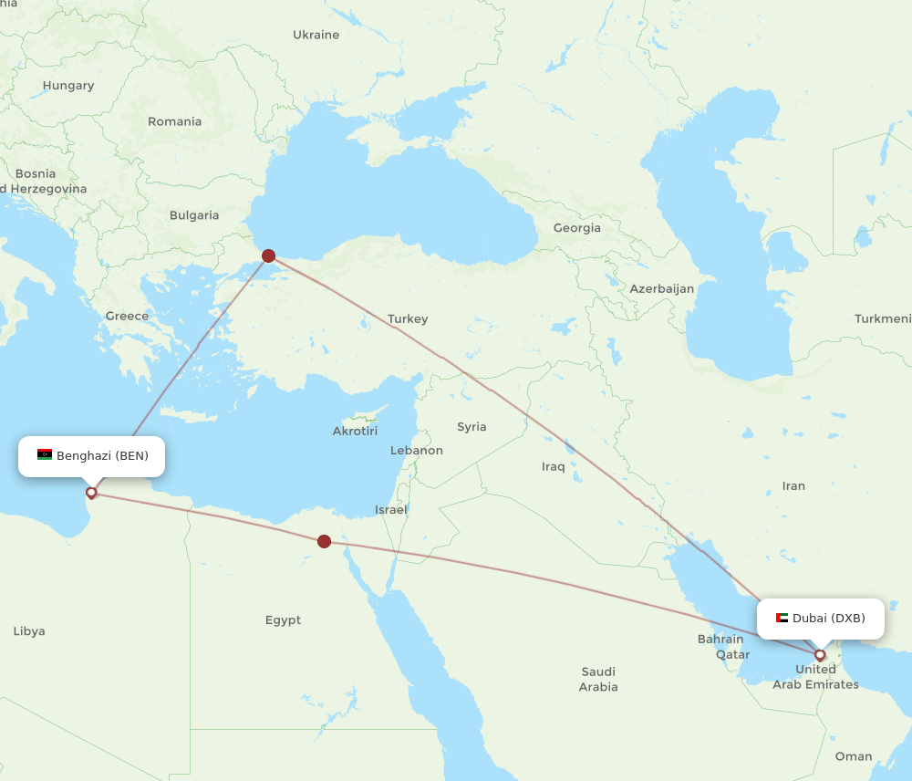 BEN-DXB flight routes