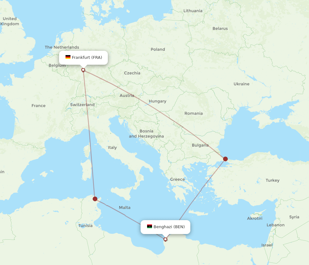 BEN-FRA flight routes