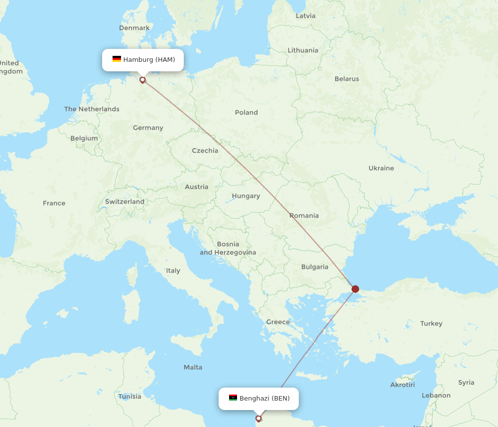 BEN-HAM flight routes