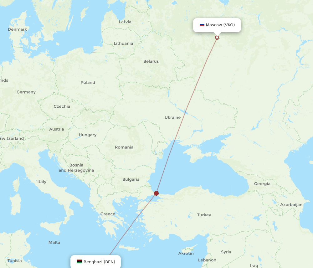 BEN-VKO flight routes