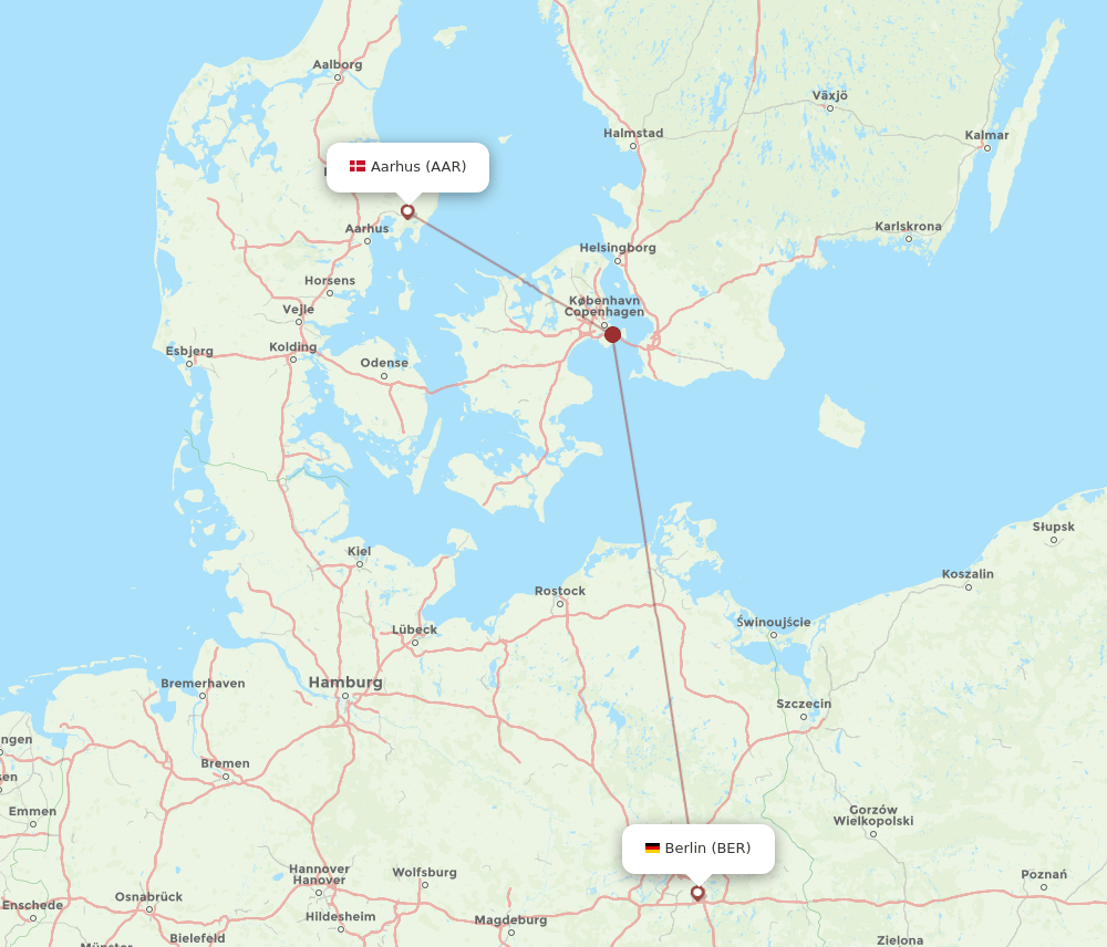 BER to AAR flights and routes map