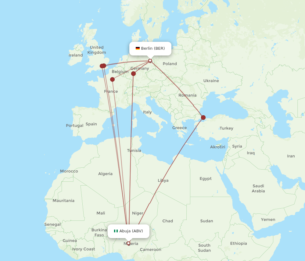 BER-ABV flight routes