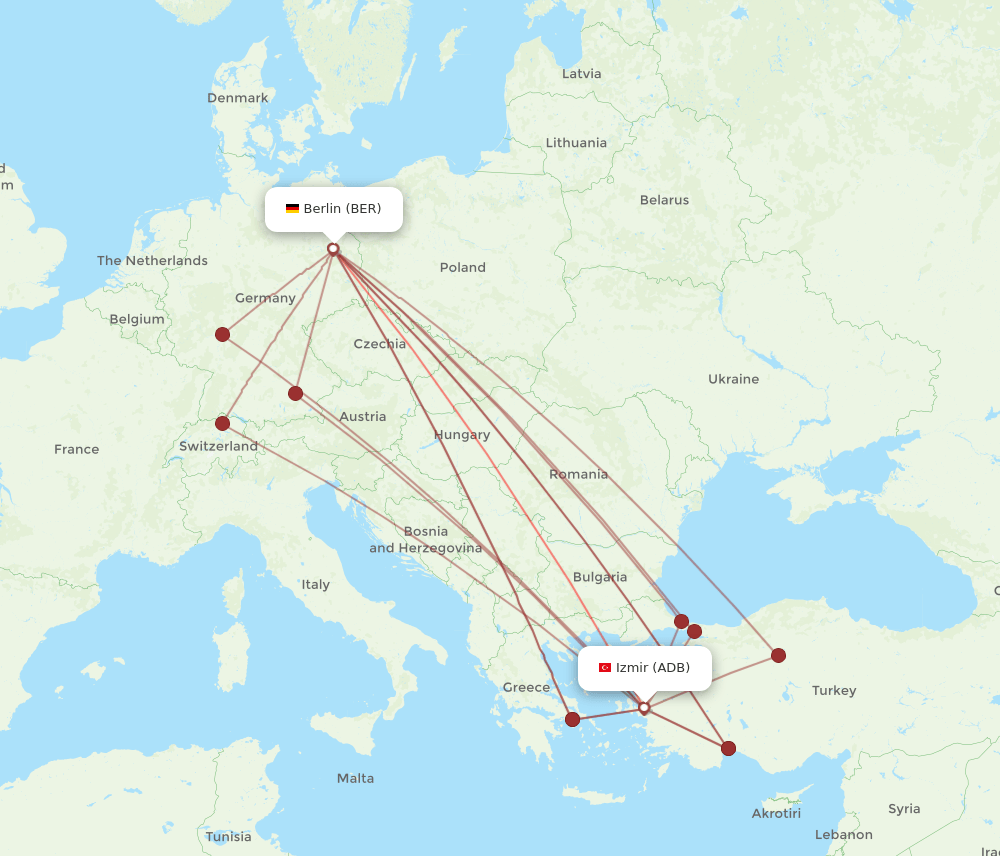 BER to ADB flights and routes map