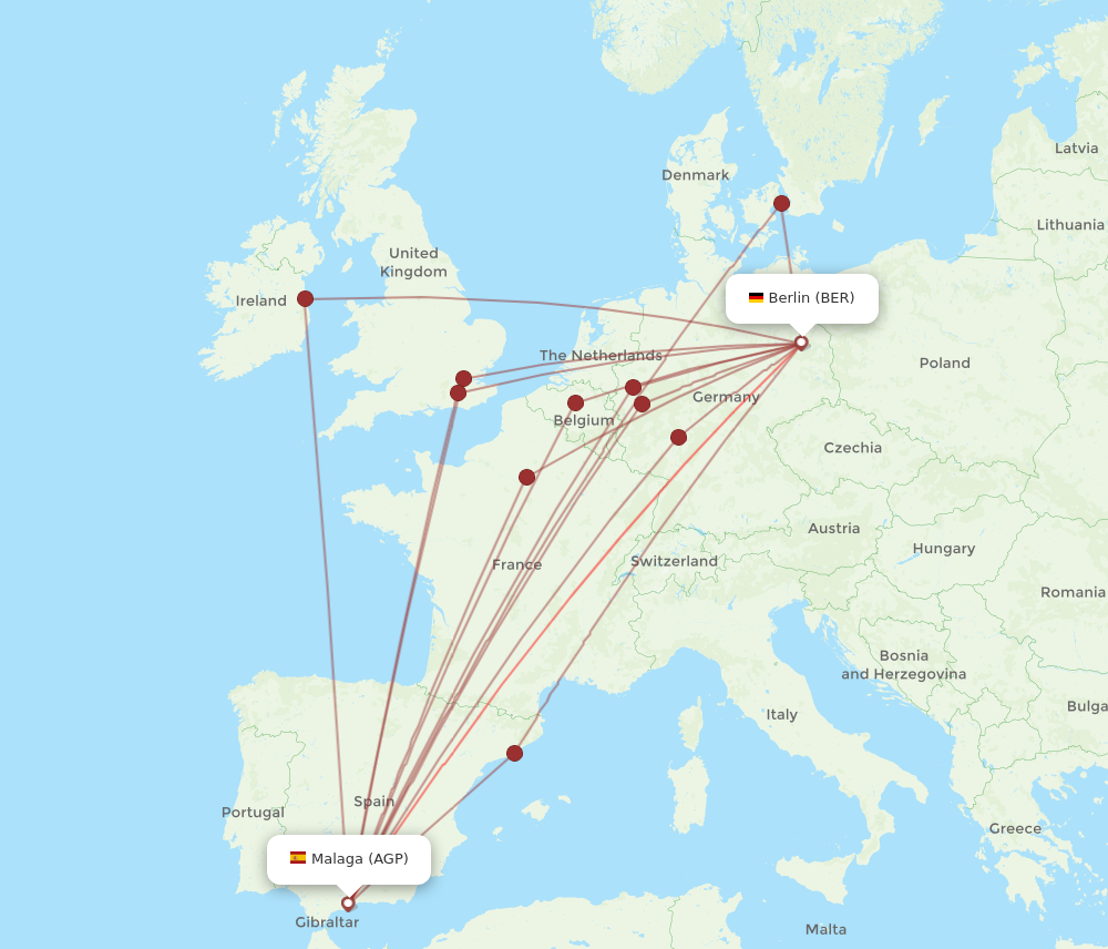 BER to AGP flights and routes map
