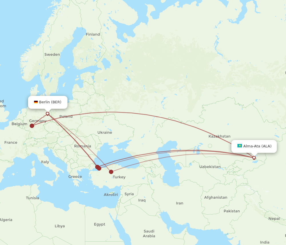 BER-ALA flight routes