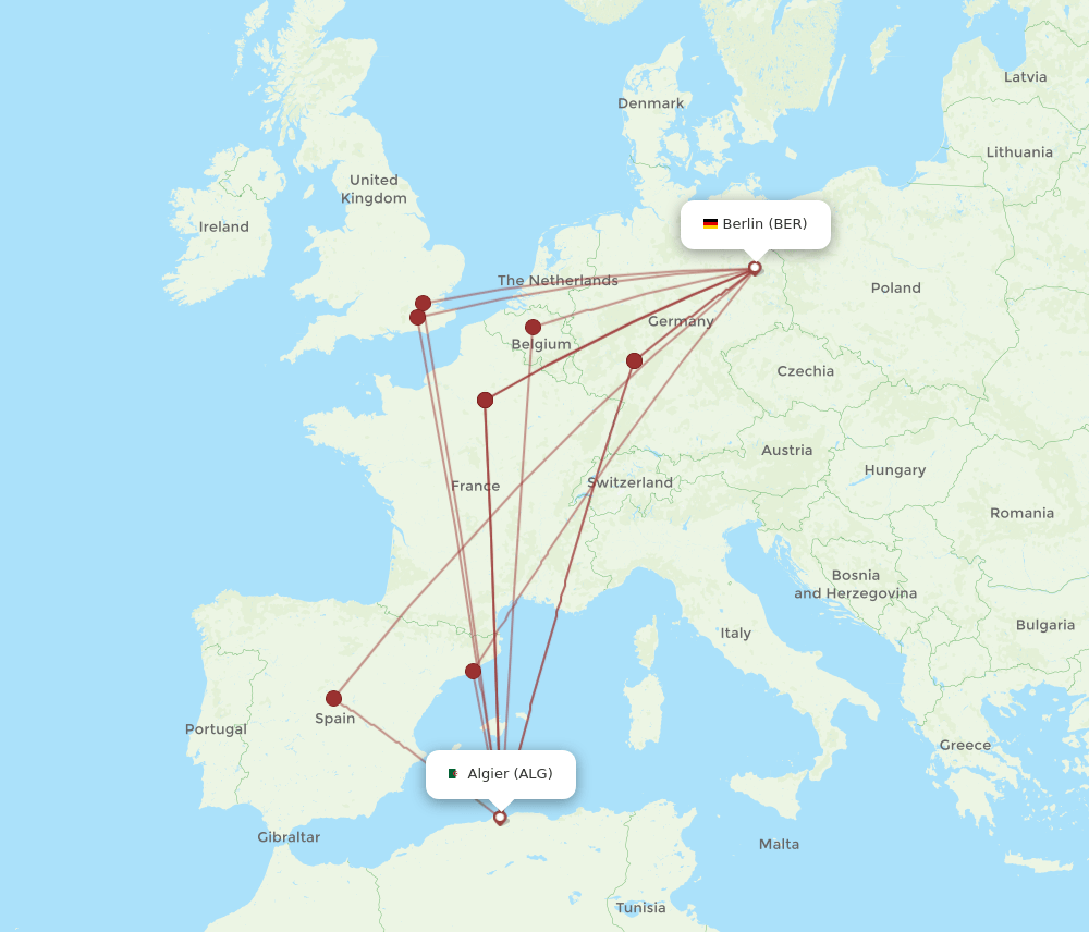 BER-ALG flight routes