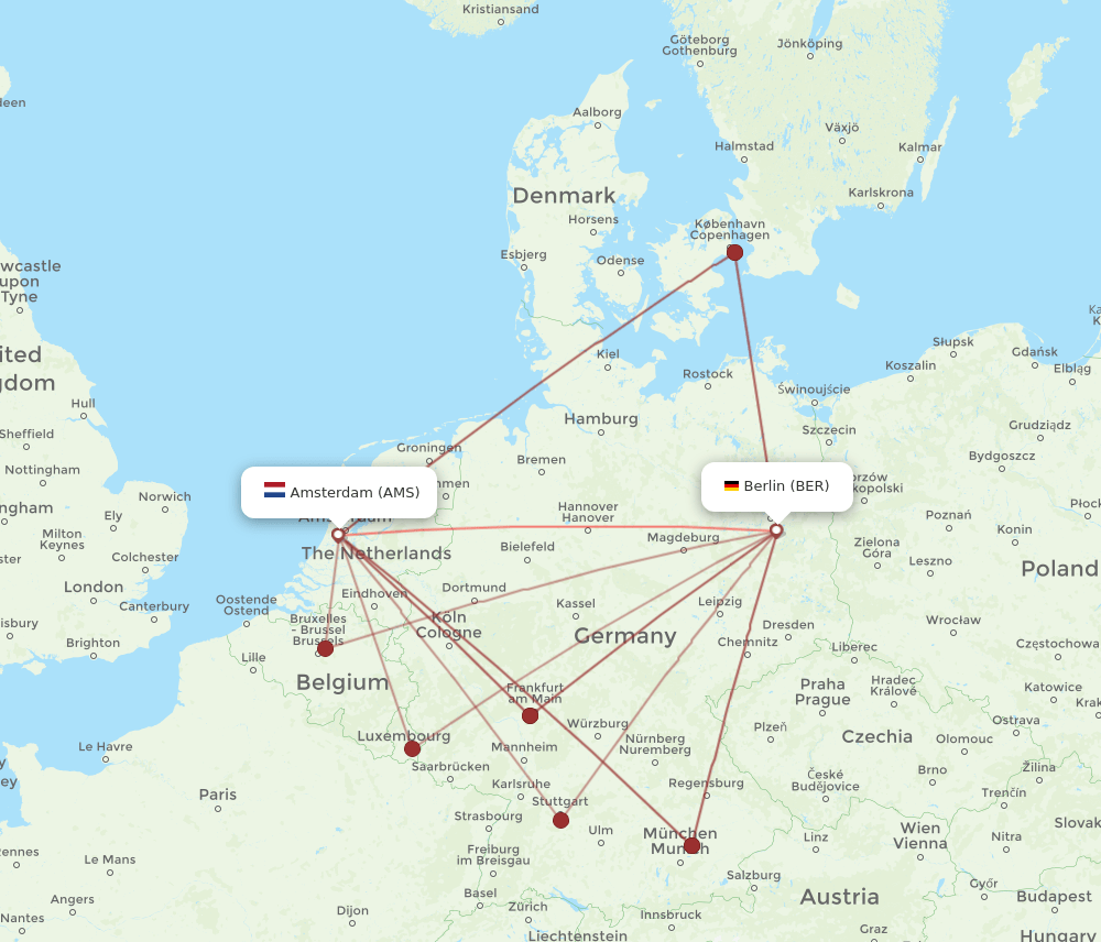 BER-AMS flight routes