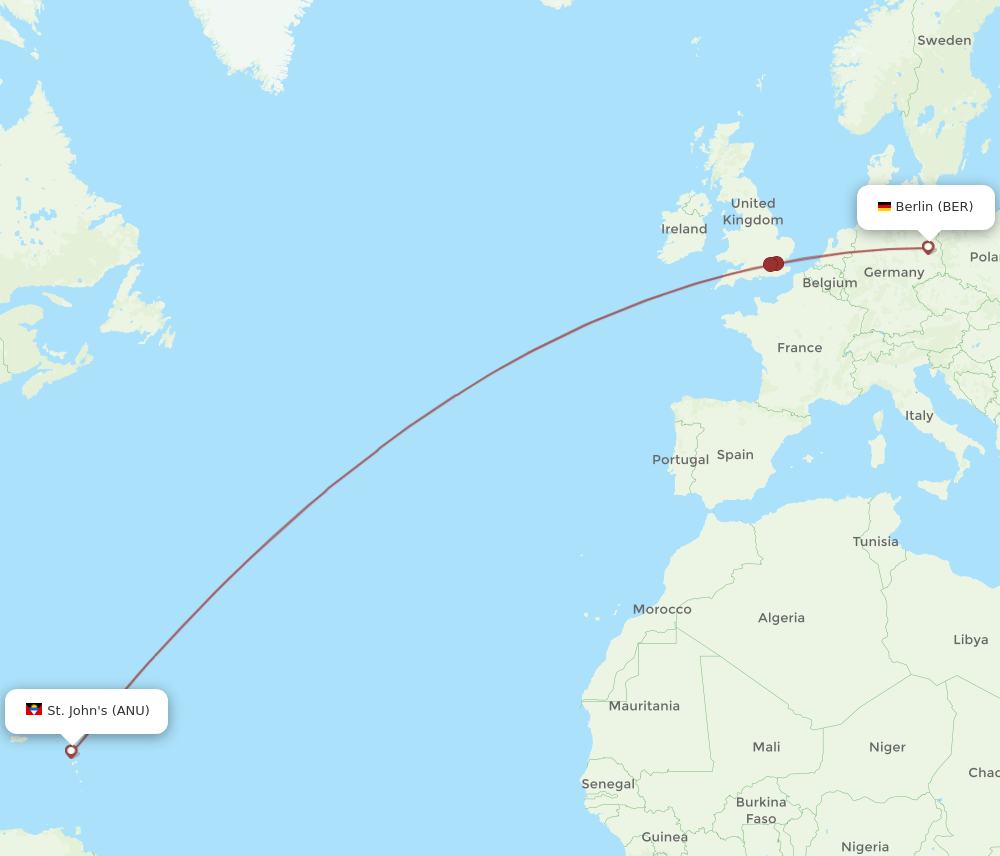 BER to ANU flights and routes map