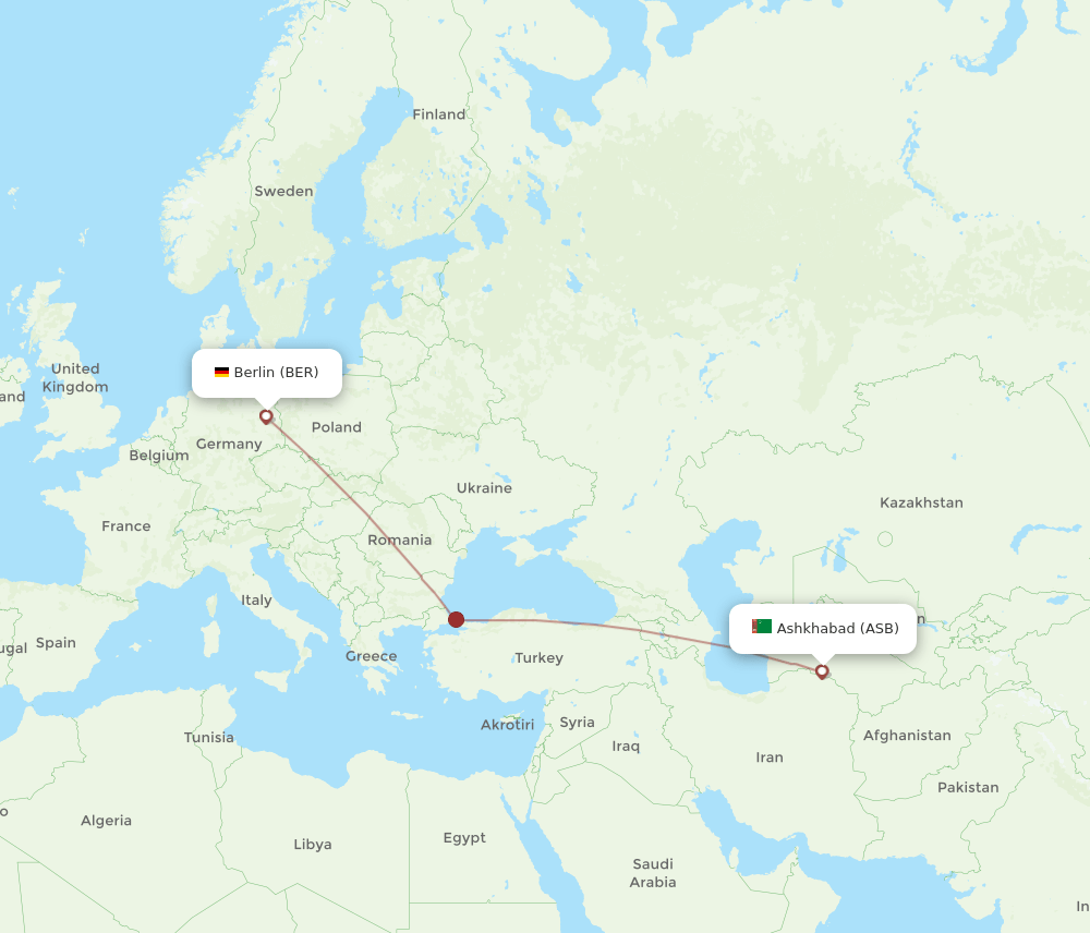 BER to ASB flights and routes map