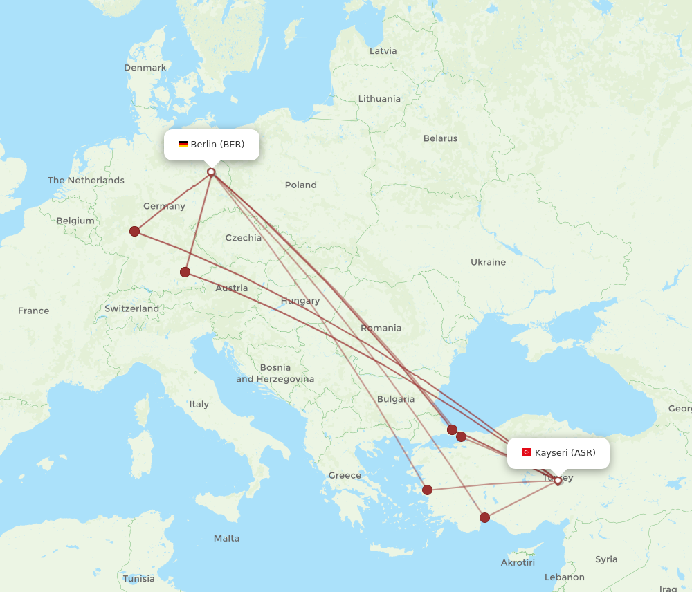 BER to ASR flights and routes map