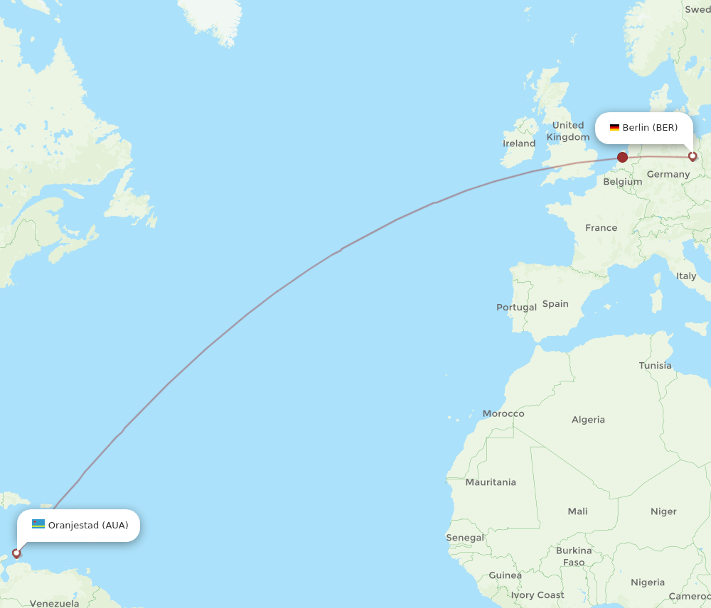 BER-AUA flight routes