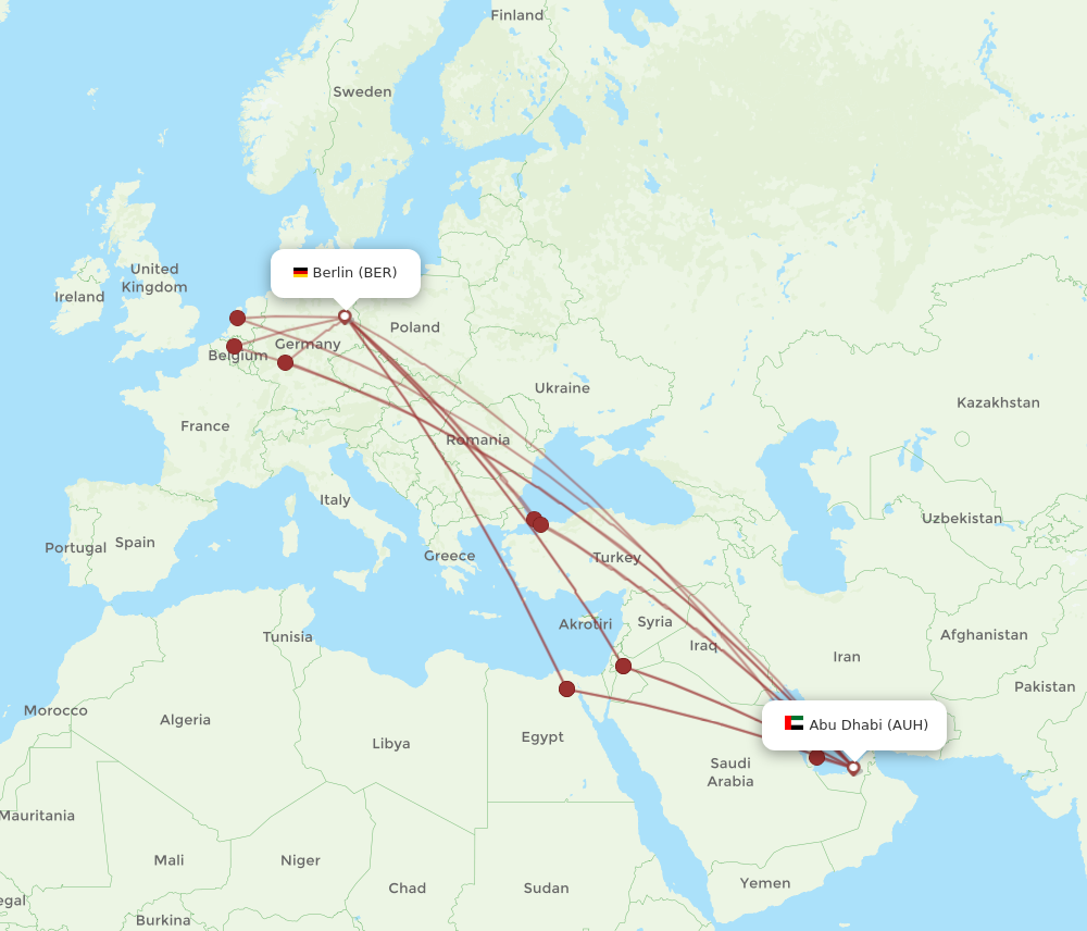 BER to AUH flights and routes map