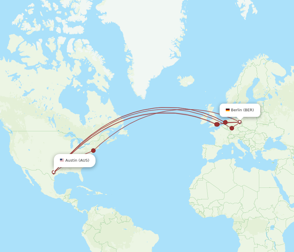 BER-AUS flight routes
