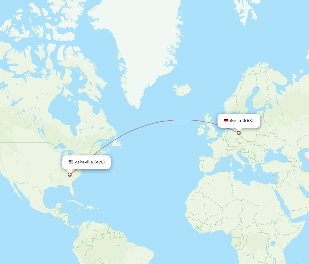BER-AVL flight routes